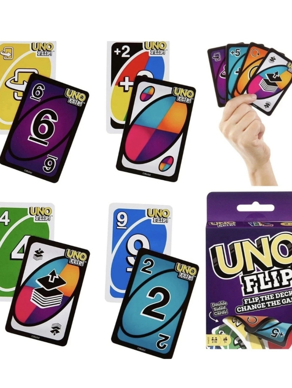 Mattel UNO FLIP! Card Game Double-Sided Deck Light/Dark W/Special Flip Card New.